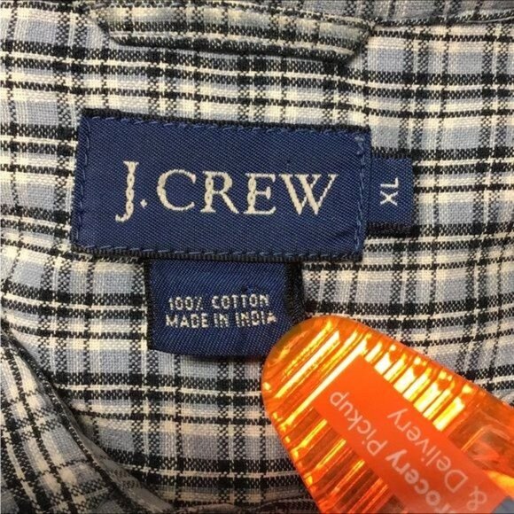 J.Crew Mens XL Plaid Button-Down Shirt Blue/Gray Checked Pattern 100% Cotton - Picture 5 of 6